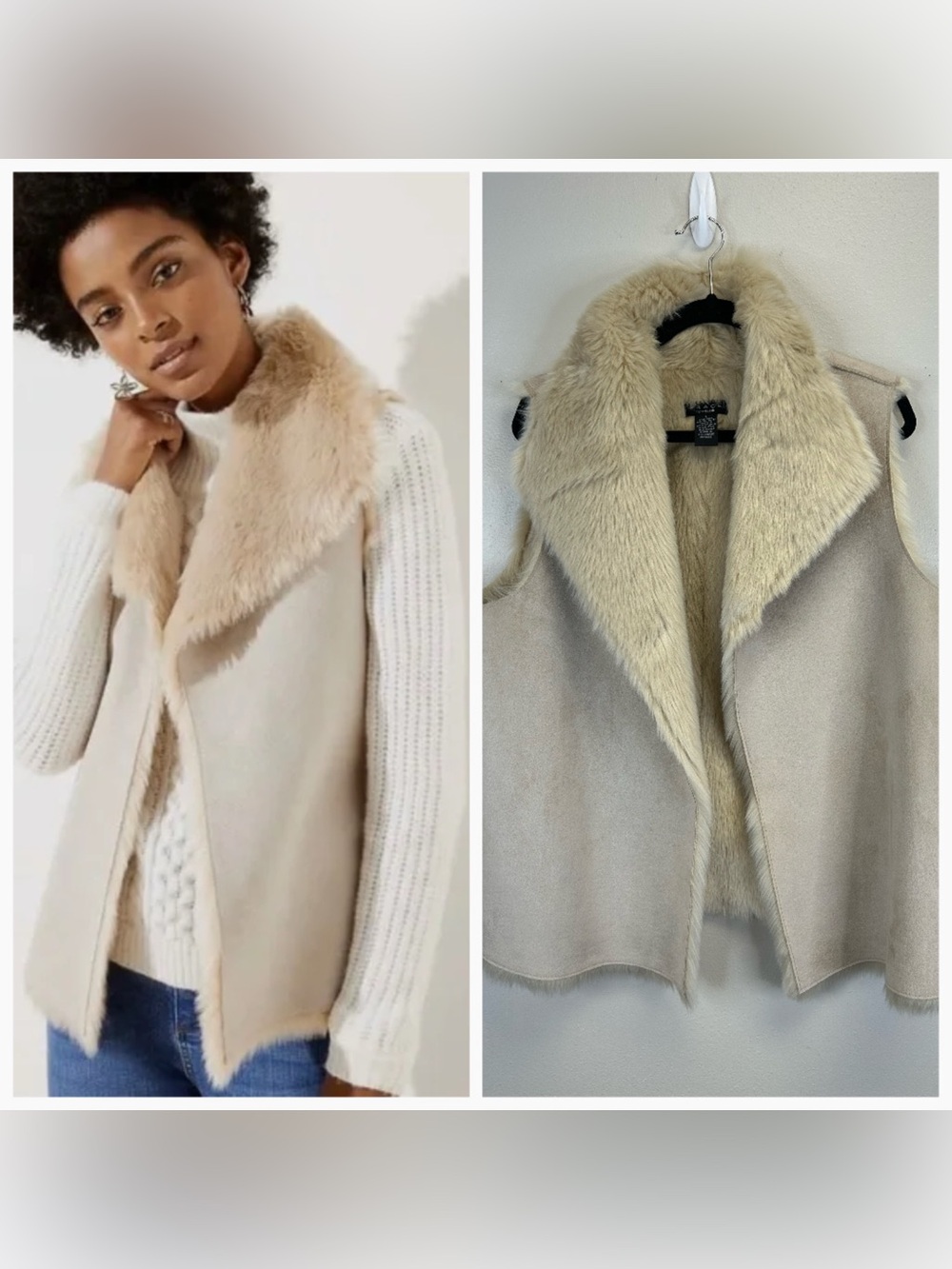 Faux Fur Faux Suede Vest Soft Luxurious Size L Fall Winter Boho Western Rustic